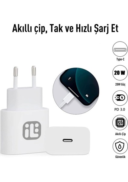 Iphone Type-C 20W Şarj Adaptörü ve 1m Şarj Kablosu indirimleri