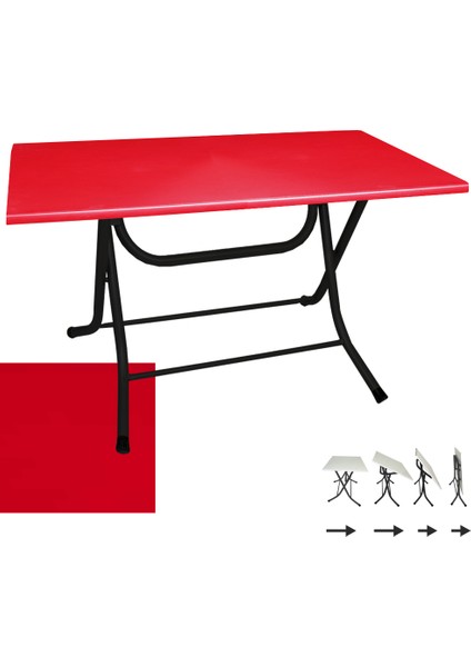 Klasik Katlanır Werzalit Tabla Masa (70X120) - Kırmızı