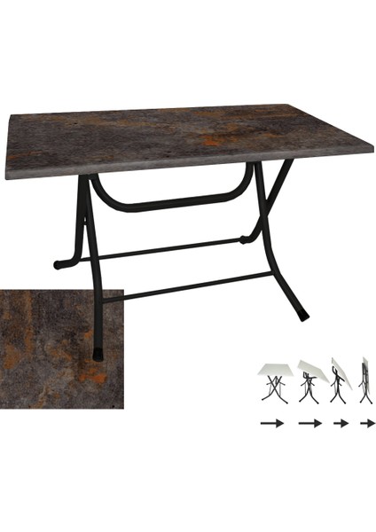 Klasik Katlanır Werzalit Tabla Masa (80X120) - Metalic Oxid 3