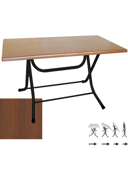 Klasik Katlanır Werzalit Tabla Masa (80X120) - Koyu Ahşap