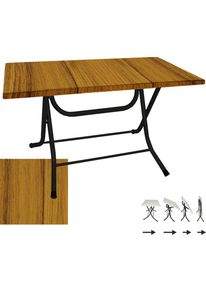 Klasik Katlanır Werzalit Tabla Masa (80X120) - Real Teak