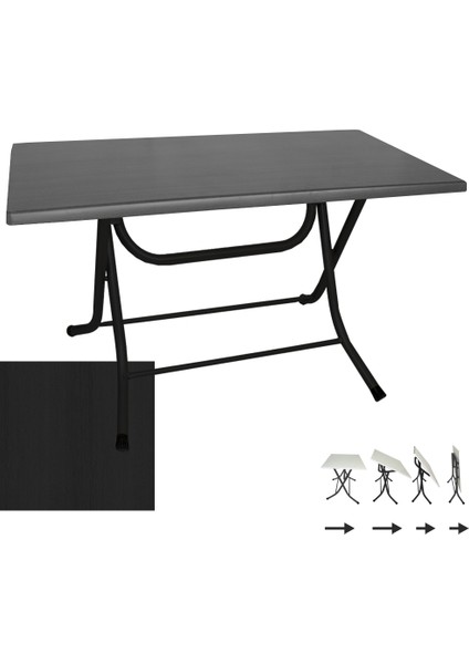 Klasik Katlanır Werzalit Tabla Masa (80X120) - Siyah