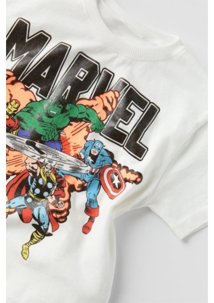 Mojo Bebek Mojo Erkek Çocuk Marvel Desenli T-Shirt 1821 Beyaz