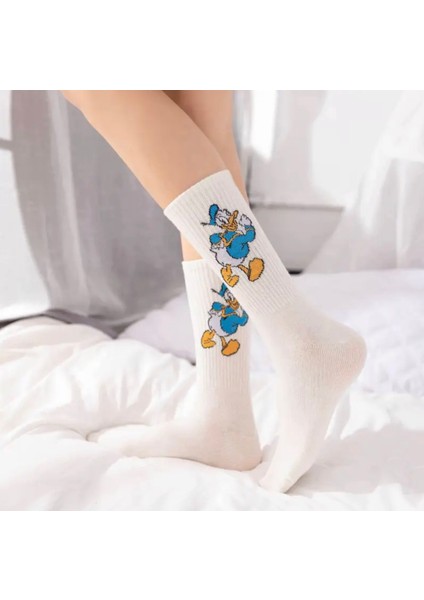 5’li Çizgi Mickey Mouse Sevimli Karakterli Neşeli Kolej Tenis Çorap