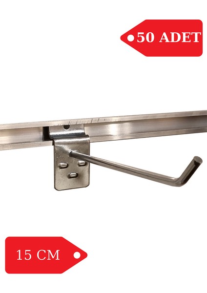 50 Adet 15 cm Kanallı Pano Kancası Raf Askısı