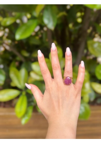 Safir Taşlı Altın Kaplama 925 Ayar Gümüş Yüzük