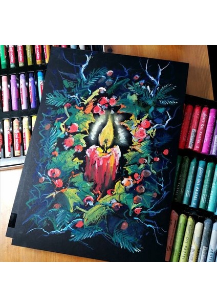 Diktörgen A5 Pastel Albüm (Koyu Renk Kağıt Karışımı) Pastel Mix Media Album