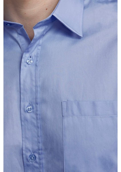 Klasik Fit Pamuk Saten Erkek Mavi Gömlek indirimleri