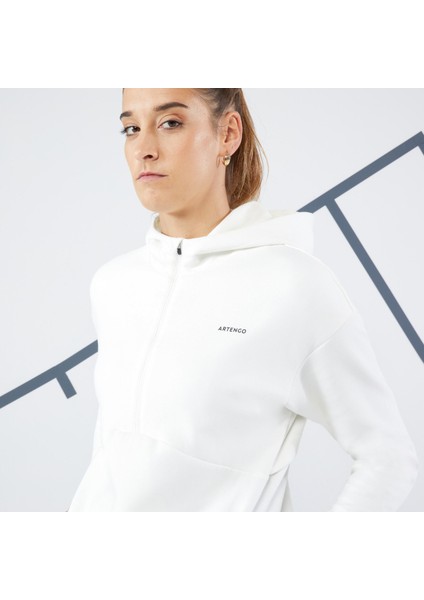 ARTENGO Kadın Tenis Sweatshirtü - Kırık Beyaz - Dry 900