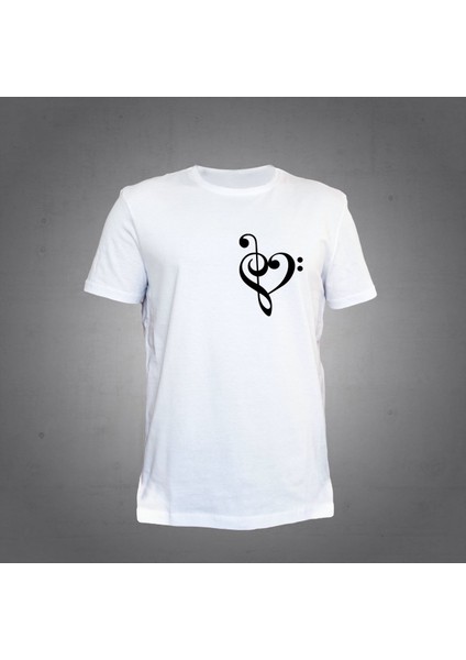 Fa Anahtar Sol Anahtar Beyaz T-Shirt