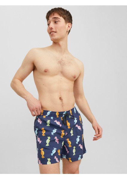 Jack & Jones Jpstfiji Jjswim  Funny Ly Lacivert Erkek Deniz Şortu 12228034-Navy