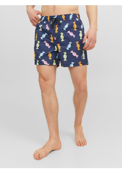 Jack & Jones Jpstfiji Jjswim  Funny Ly Lacivert Erkek Deniz Şortu 12228034-Navy