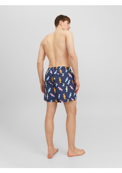 Jack & Jones Jpstfiji Jjswim  Funny Ly Lacivert Erkek Deniz Şortu 12228034-Navy