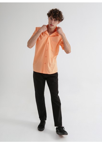 Apaş Yaka Düz Somon Erkek T-Shirt Akıdo fiyatları