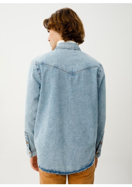 Düz Açık Indigo Erkek T-Shirt DT10074_JOSEPH Regular Fit Açık Ind fiyatları