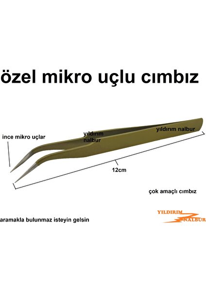 Yıldırım Nalbur Cımbız Micro Uçlu Eğri Tip Elektronikçi Cımbızı Sağlam Ince Uçlu