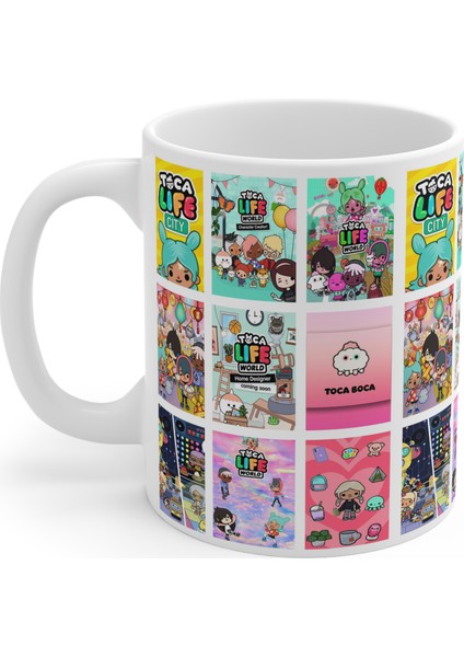 Maris Store Toca Life World Kolaj Özel Tasarım Dijital Baskılı Yıkanabilir Kupa Bardak