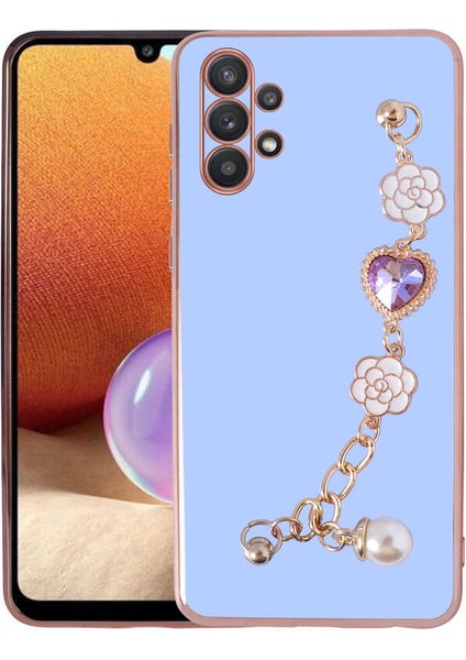 Samsung Galaxy A32 4g Kılıf Çiçek Desenli Askılı Tutamaçlı Kamera Korumalı Kapak (Taka)