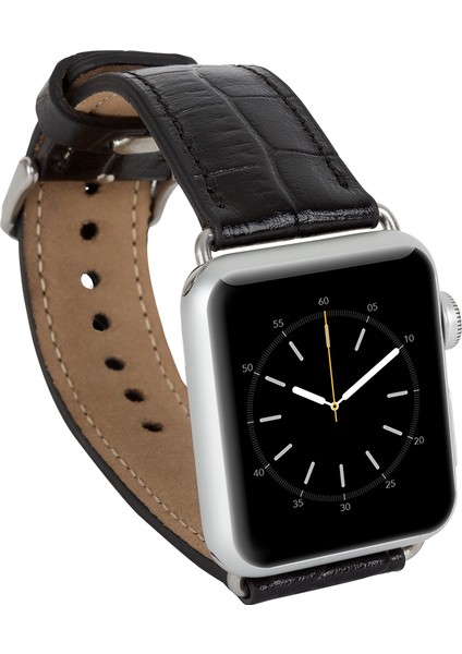 Apple Watch Uyumlu Deri Kordon 42-44-45MM Kroko Siyah modelleri
