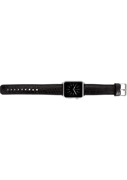 Apple Watch Uyumlu Deri Kordon 42-44-45MM Kroko Siyah fırsatları
