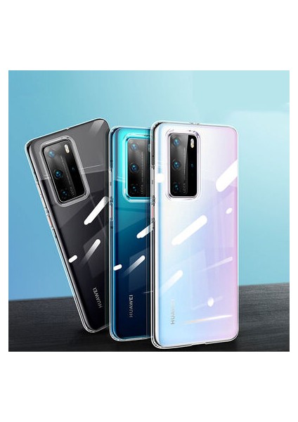 Huawei P40 Pro ile Uyumlu Kılıf Şeffaf Esnek Silikon Telefon Kılıfı Kapak