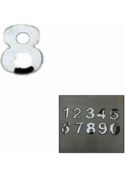 No-8 Yapışkanlı Kapı Numarası Krom
