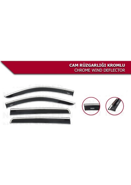 Vw Caddy 2003- Kromlu Cam Rüzgarlığı 2li