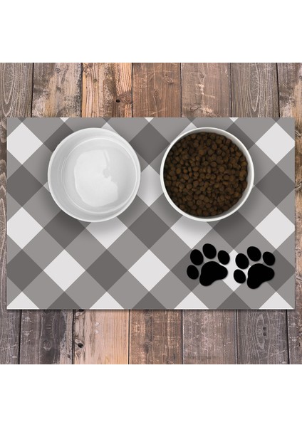 Vinil Kaymaz Tabanlı Keçe Baskılı Evcil Hayvan Pet Mama Paspası 45x100