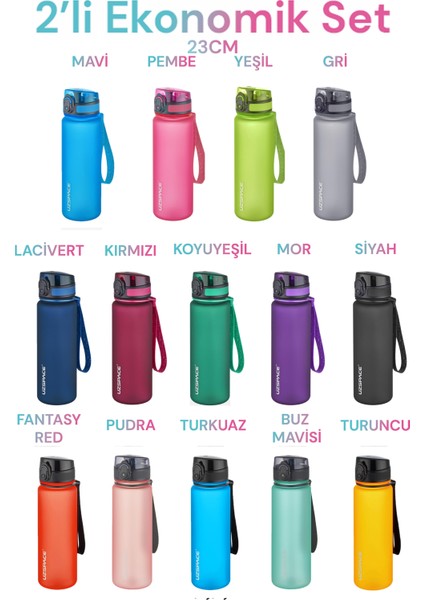 2'li Tritan Matara Seti 500 ml 14 Farklı Renk Seçeneği Fiftyfifty fırsatları