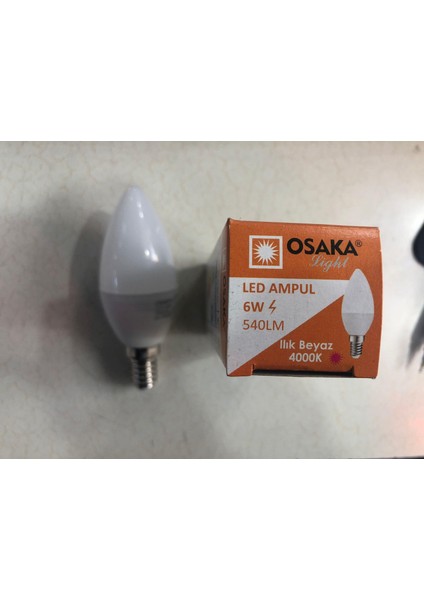 3 Adet Osaka LED Mum Ampül E14 6W=50W 540 Lümen 4000 Kelvin Ilık Beyaz LED 014
