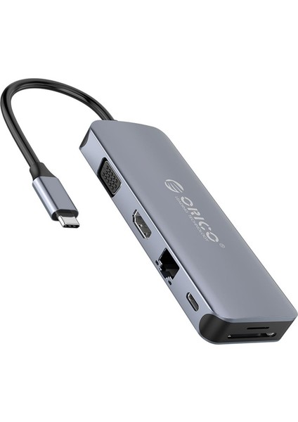 Orıco Type-C To USB 3.0 HDMI 4K@30Hz VGA RJ45 Sd Tf Aux Pd Dönüştürücü Hub
