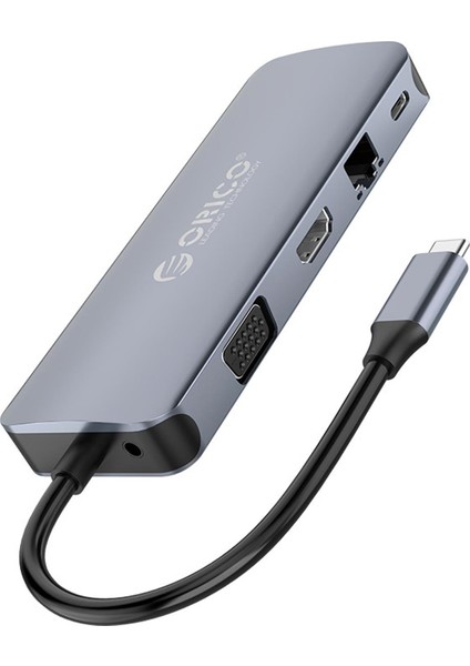 Orıco Type-C To USB 3.0 HDMI 4K@30Hz VGA RJ45 Sd Tf Aux Pd Dönüştürücü Hub
