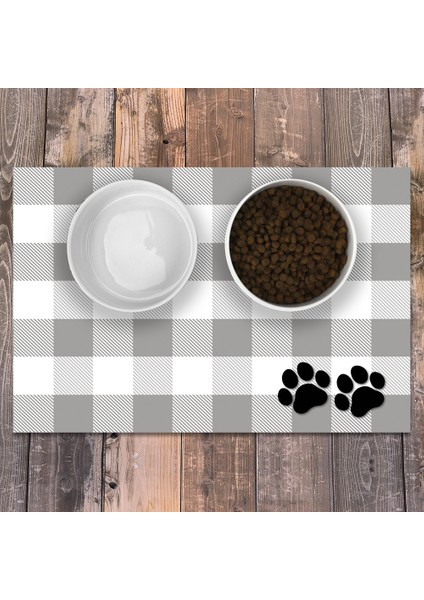 Vinil Kaymaz Tabanlı Keçe Baskılı Evcil Hayvan Pet Mama Paspası 25x40