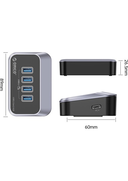 Orıco 4 Portlu Type-C Bağlantılı Usb3.2 Gen2 Çoklayıcı Hub