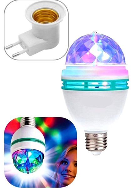 Renkli Disko Ampulü Lambası E27 Duy Hediye LED Ampul Dönen Disco Topu Lamba Işık Ampül Hareketli