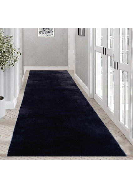 Yıkanabilir Kaymaz Taban Post Peluş 4011 Siyah Kesme Yolluk Halı 100 x 825 cm