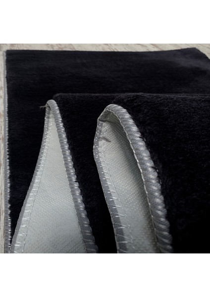 Yıkanabilir Kaymaz Taban Post Peluş 4011 Siyah Kesme Yolluk Halı 100 x 825 cm modelleri