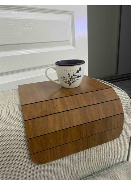 Zhlhome Koyu Kahve Koltuk Tepsisi Yan Sehpa Tesbih Cevizi 20X40 cm