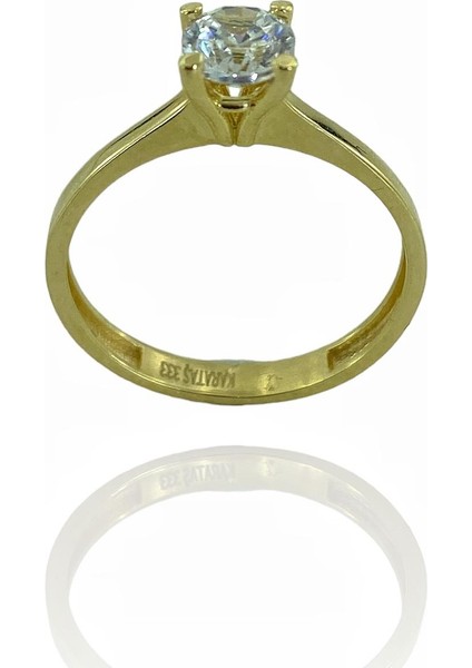 Pırlanta Montür Klasik Tek Taş Altın Yüzük 8 Ayar