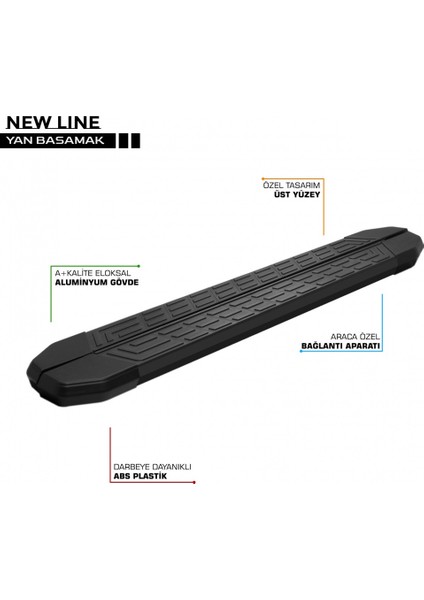 Vw Transporter T5 Kısa Şase Newline Siyah Yan Basamak 213 cm 2003-2010