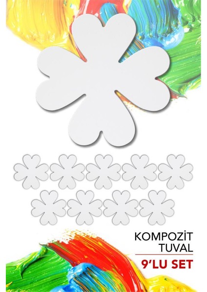 20 cm Yonca Pres Kompozit Tuval 9'lu Set