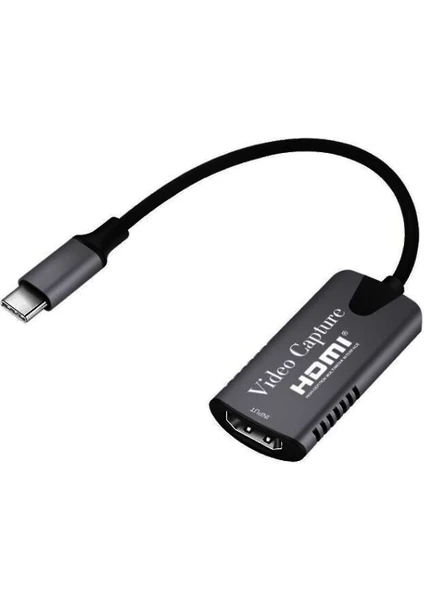 Coverzone Type C Video Capture Yakalama Kartı Uçlu HDMI To Type-C Pc Bilgisayar Video Adaptör Çevirici