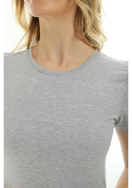 Kısa Kollu Bisiklet Yaka Slim Fit Kadın Body T-Shirt 2037 fırsatları