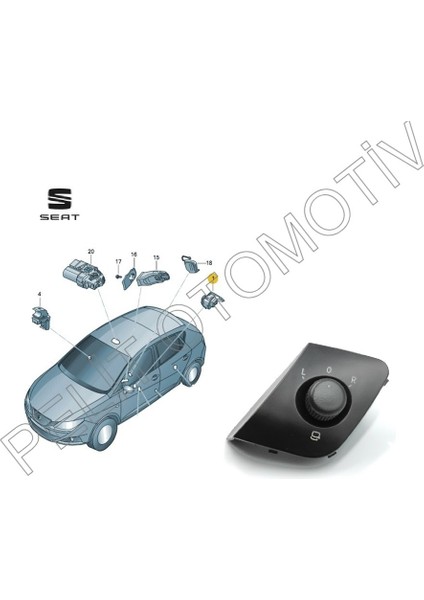 Seat Ibiza (20092017) Ayna Ayar Düğmesi Katlanır 6J1959565D fiyatları