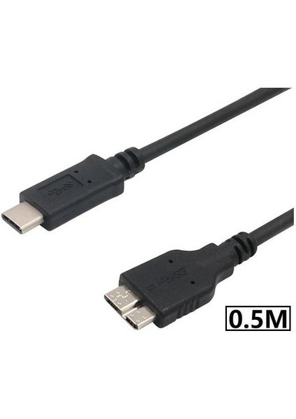 Temiz Pazar USB Type C To Micro USB 3.0 Taşınabilir HDD Hard Disk Kablosu 0.5m (50CM)