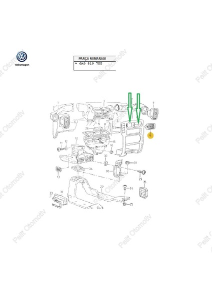 Pelit Otomotiv Seat Ibiza Orta Konsol Havalandırma Izgarası 6K0819755