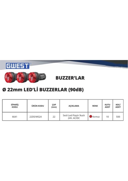 22MM 24V. Ledli Buzzer fiyatları