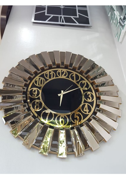 Güneş Golden Circle Black Model Altın Siyah Renk 85 Cm Dekoratif Aynalı Duvar Saati fırsatları