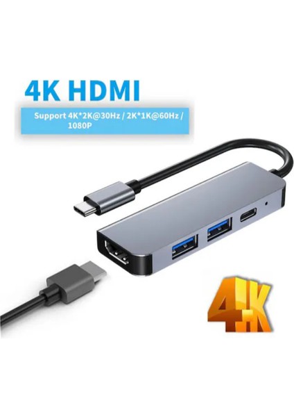 USB Type C To 4K 30hz HDMI Kablosu Usb3 0 Usb2 0 Pd 87W Çevirici Dönüştürücü Kablo