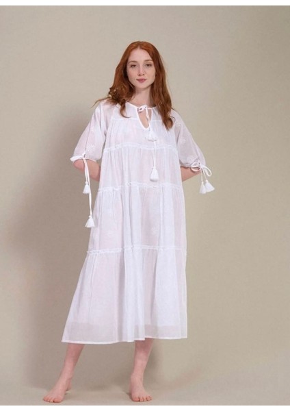 Ponpon Detaylı Otantik Elbise fiyatları